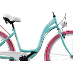 Dámsky retro bicykel 26" Lavida 3-prevodový rám 17,5" Modrý, ružové kolesá